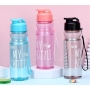 500ml Colored Water Bottle Plastic Tumbler Reusable Plastic Unbreakable Cold Drinking Cups with Strap and Dual Drink Lid