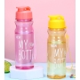 500ml Colored Water Bottle Plastic Tumbler Reusable Plastic Unbreakable Cold Drinking Cups with Strap and Dual Drink Lid