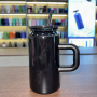 16oz Stainless Steels Can Shaped Sublimation Glass Tumbler with Handle and Straw Colored Sublimation Straw Lid Mason Jar