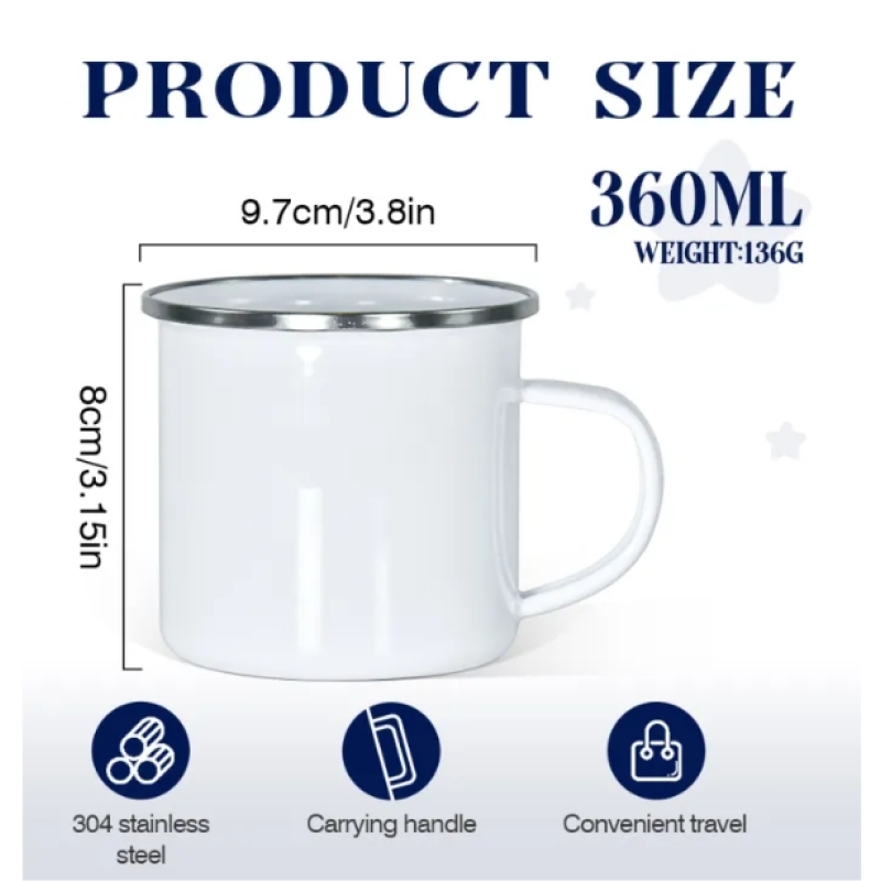 RTS Sublimation Mug for Coffee Personalized Camping Mug Enamel Custom Logo Travel Enamel Coffee Cup 12pcs/Pack