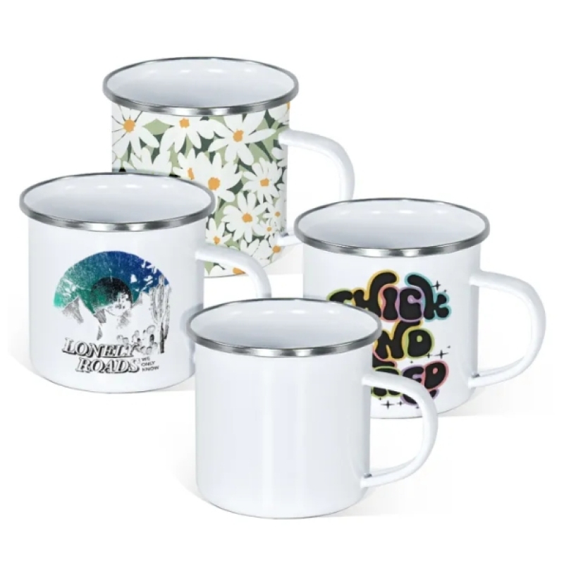 RTS Sublimation Mug for Coffee Personalized Camping Mug Enamel Custom Logo Travel Enamel Coffee Cup 12pcs/Pack