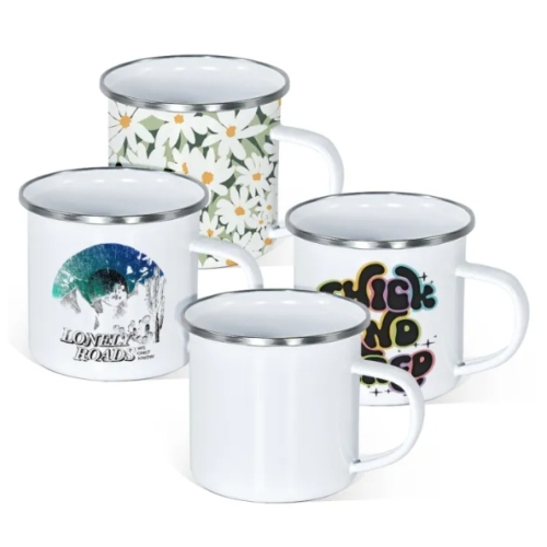 RTS Sublimation Mug for Coffee Personalized Camping Mug Enamel Custom Logo Travel Enamel Coffee Cup 12pcs/Pack