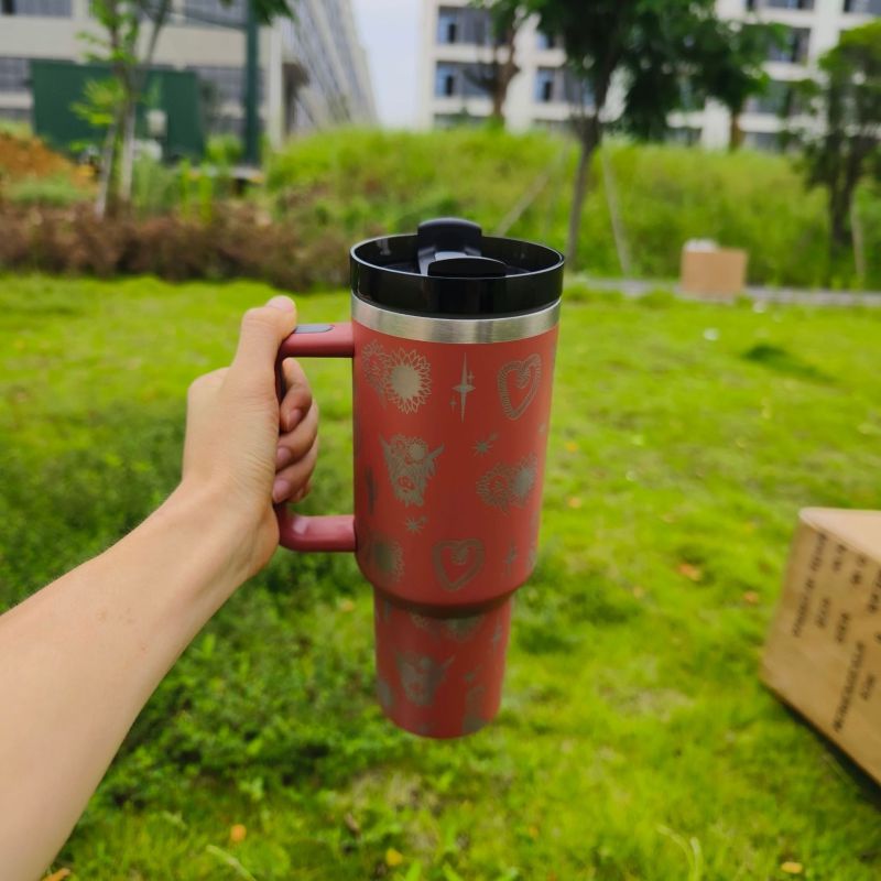 40oz H2.0 Stainless Steel Vacuum Insulated Laser Logo Cow Head Tumblers Western Coffee Mug