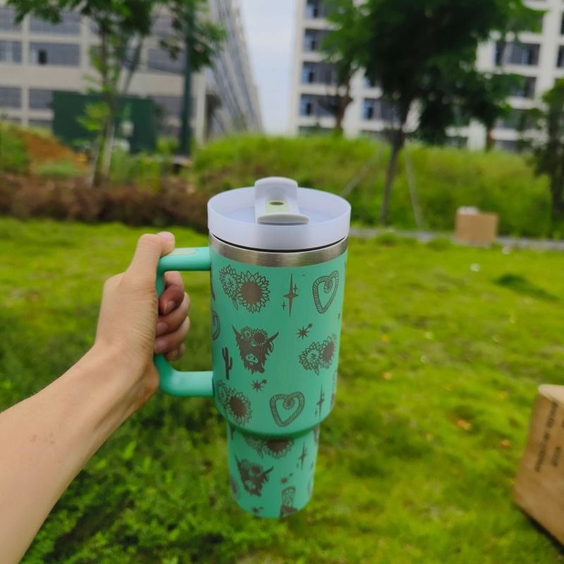 40oz H2.0 Stainless Steel Vacuum Insulated Laser Logo Cow Head Tumblers Western Coffee Mug