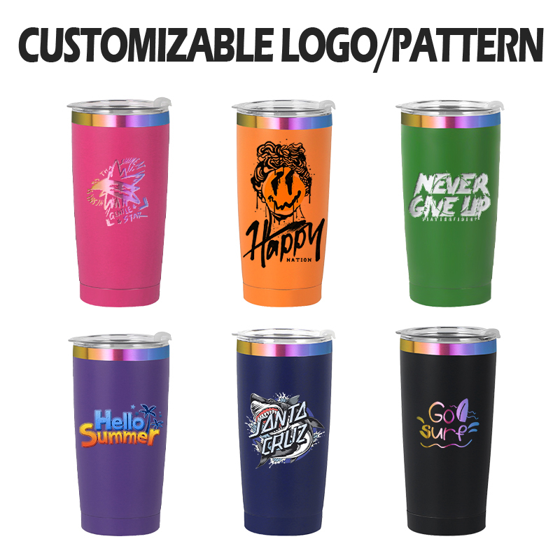 Wholesale 20 oz Stainless Steel Insulated Travel Tumbler Cups Custom Logo Holographic Plated 20oz Tumblers  for Home Use