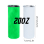 Free Shipping RTS USA Warehouse Stocked 25pcs/ctn 20oz Sublimation Glow in the Dark Skinny Straight Tumbler with Straw