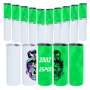 Free Shipping RTS USA Warehouse Stocked 25pcs/ctn 20oz Sublimation Glow in the Dark Skinny Straight Tumbler with Straw