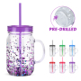 Newest Colors 22oz Pre-Drilled Snow Globe Tumbler BPA Free Double Wall Acrylic Plastic Mason Jar with Handle for UV DTF Glitter