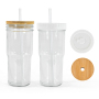 RTS US WAREHOUSE Drinking Glasses Bamboo Lids and Glass Straw 24oz Can Shaped Cups Beer Glasses Iced Coffee Tumbler Cup 4pcs/ctn