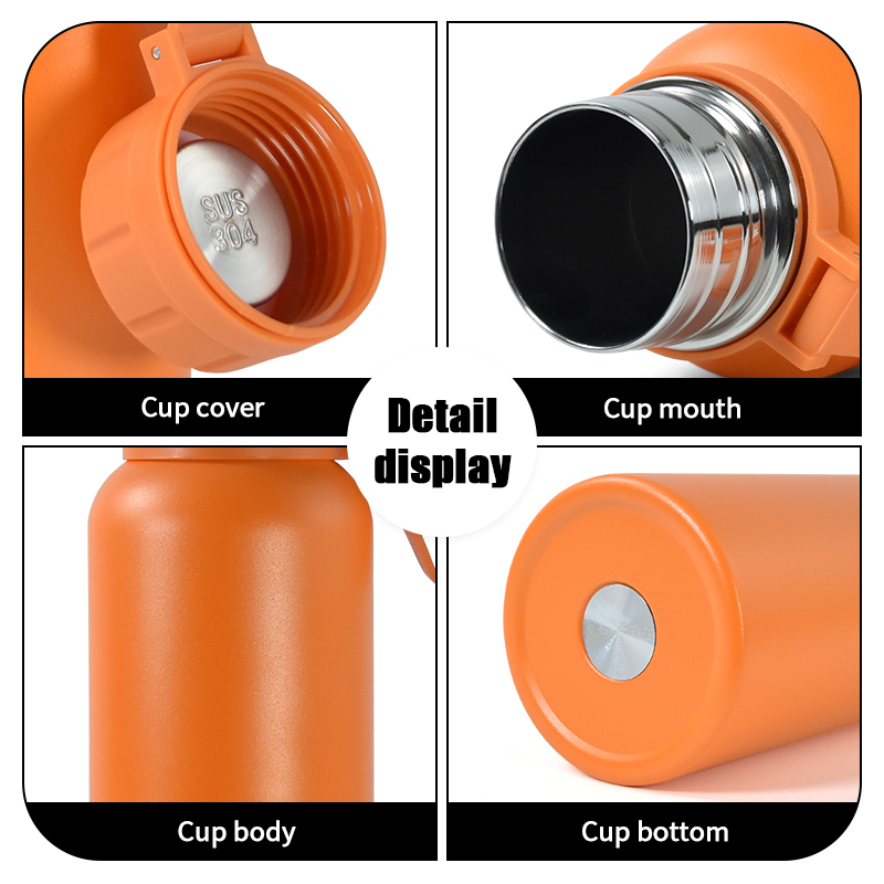 Factory 500ml 750ml 1000ml Customization Powder Coated Therms Cups Double Walled Stainless Steel 304 Sports Water Bottle