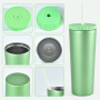 Custom Logo 750ml Stainless Steel Coffee Tumbler Laser Insulated Drinking Water Bottle Double Wall Straight Tumbler with Straw