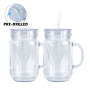 Pre-Drilled 22oz Snow Globe Tumbler UV DTF Glitter DOUBLE WALL Acrylic Mason Jar DIY Personalized Mason Jar Snow Globe Bottle