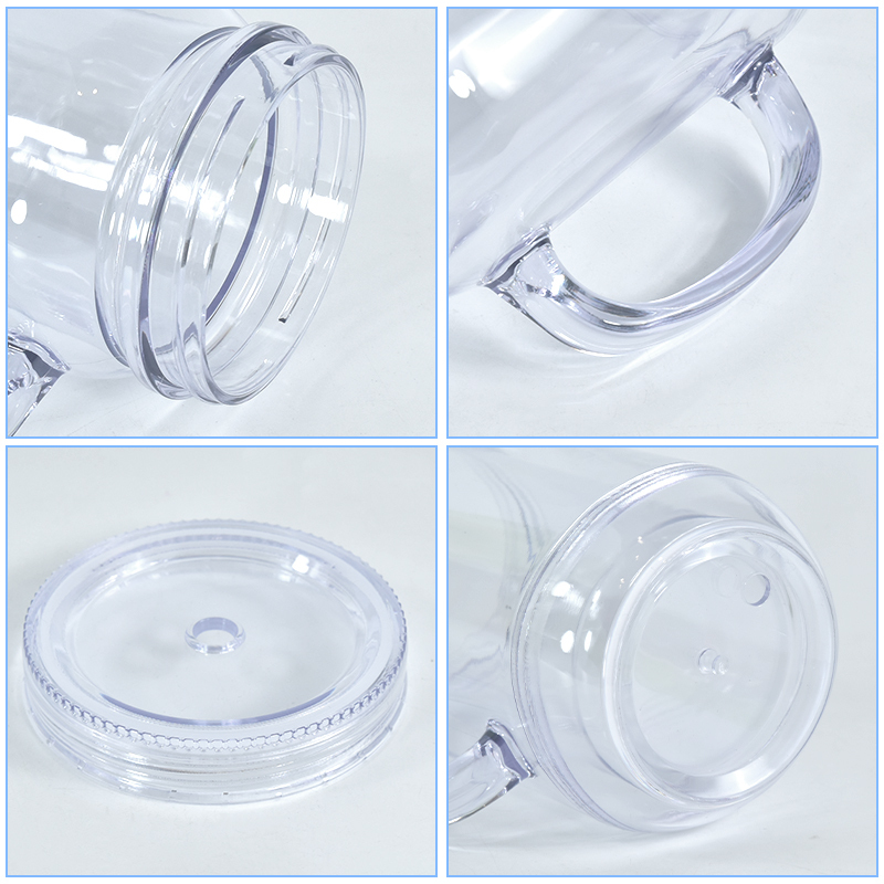 Pre-Drilled 22oz Snow Globe Tumbler UV DTF Glitter DOUBLE WALL Acrylic Mason Jar DIY Personalized Mason Jar Snow Globe Bottle