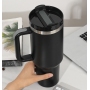 12pcs/ctn RTS Stocked H2.0 40oz Powder Coated Travel Mug W/ Handle Stainless Steel 40 oz Tumbler for Laser Printing