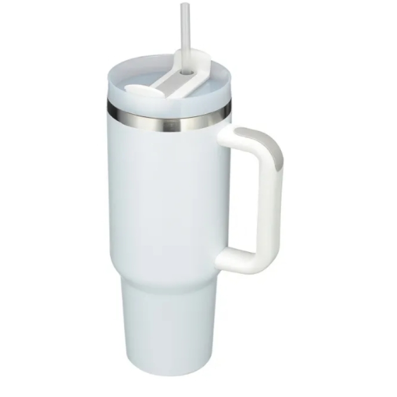 12pcs/ctn RTS Stocked H2.0 40oz Powder Coated Travel Mug W/ Handle Stainless Steel 40 oz Tumbler for Laser Printing