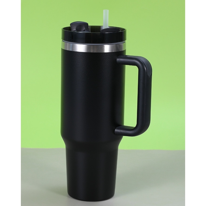 12pcs/ctn RTS Stocked H2.0 40oz Powder Coated Travel Mug W/ Handle Stainless Steel 40 oz Tumbler for Laser Printing