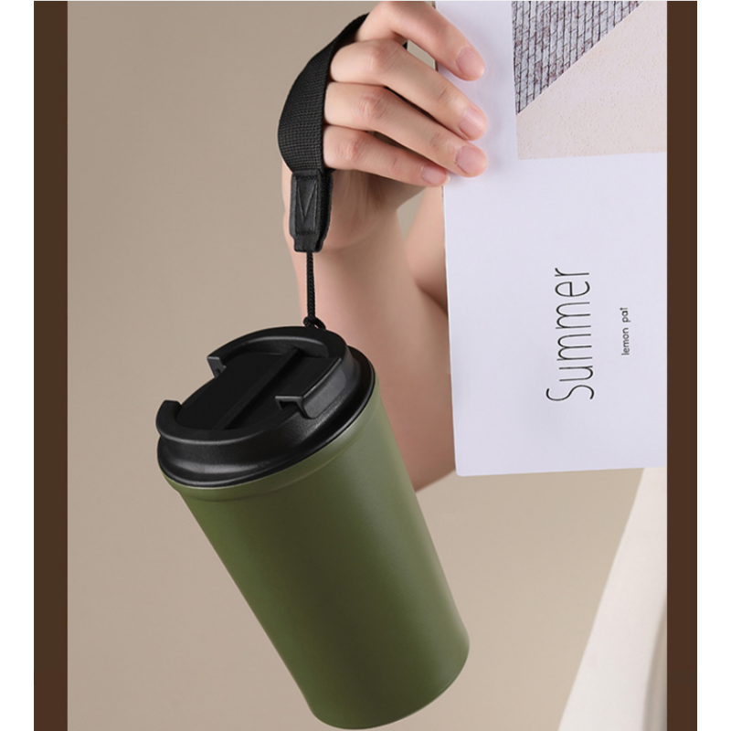 Customized Logo 380ml Coffee Mug Stainless 304 Steel Fashion Coffee Cup Insulated Water Bottle with Portable Rope for Wholesale