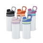 US Warehouse 12OZ Sublimation Gym Sport School Vacuum Insulated Children Kids Water Bottle Flat Tumbler With 2 in 1 Straw Lid