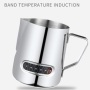 Custom Logo 600ml Milk Frothing Pitcher Food Grade Stainless Steel Coffee Drawing Cup Milk Jug with Handle Temperature Induction