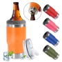 Custom Logo 14oz 4 in 1 Stainless Steel Insulated Beer Bottle Can Cooler Wine Cooler Cup with 2 Lids