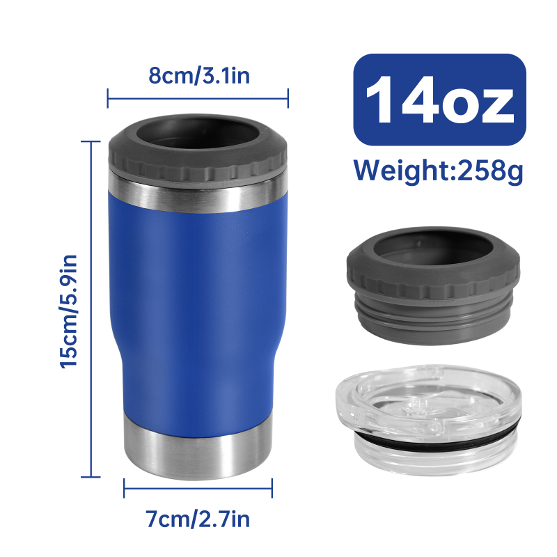 Custom Logo 14oz 4 in 1 Stainless Steel Insulated Beer Bottle Can Cooler Wine Cooler Cup with 2 Lids