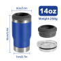 Custom Logo 14oz 4 in 1 Stainless Steel Insulated Beer Bottle Can Cooler Wine Cooler Cup with 2 Lids