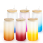 Small Pack RTS 6PCS/CTN Beer Glasses 16oz Sublimation Frosted Gradient Glass Can with Wooden Lids