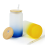 Small Pack RTS 6PCS/CTN Beer Glasses 16oz Sublimation Frosted Gradient Glass Can with Wooden Lids