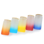 Small Pack RTS 6PCS/CTN Beer Glasses 16oz Sublimation Frosted Gradient Glass Can with Wooden Lids