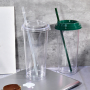 Wholesale 30oz Plastic Cup Single Wall Clear PS Christmas Decoration Tumbler Portable Mug with Plastic Straw for Customization