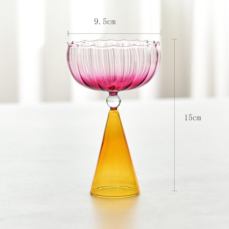 New Creative Striped Gradient Martini Glass Champagne Glass Bar Club Wine Utensils Beer Mugs Drink Cups for Party Weeding