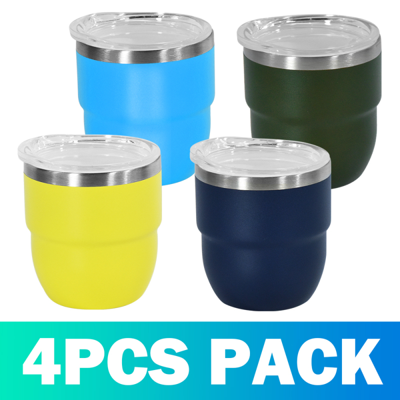 Small Pack RTS 4PCS/CTN US 4oz Stackable Cup, Vacuum Insulated Espresso Cup Set of 4, Espresso Shot Glass for Coffee