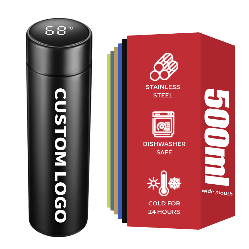 Double Wall Insulated 500ml Stainless Steel Termo Smart Vacuum Flask Digital Thermo Water Bottle With Led Temperature Display