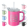 Custom Logo 16oz Double Wall Vacuum Tumbler Cup Powder Coated Insulated Stainless Steel Coffee Camping Mug With Lid