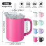 Custom Logo 16oz Double Wall Vacuum Tumbler Cup Powder Coated Insulated Stainless Steel Coffee Camping Mug With Lid