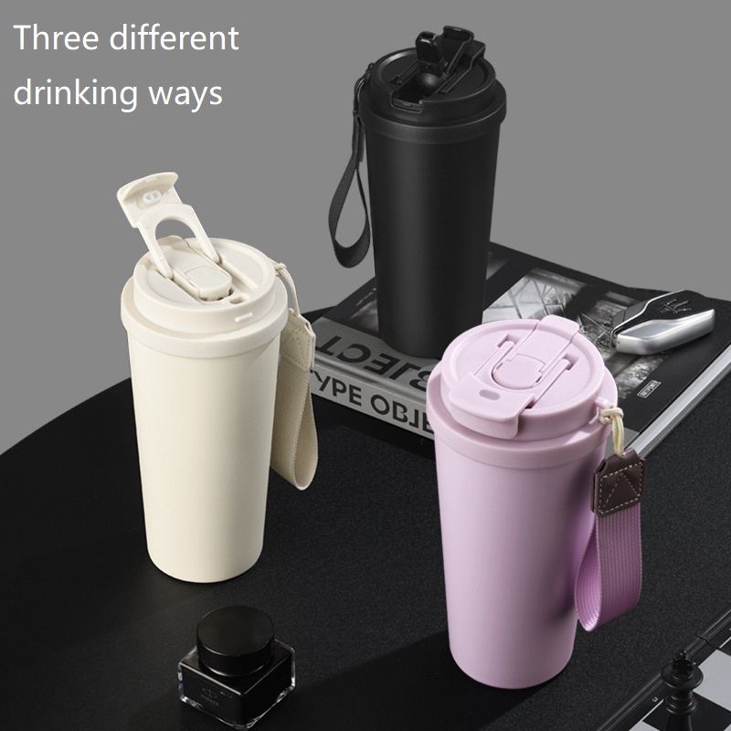 Wholesale 600ml Stainless Steel Coffee Mug 20oz Insulated Cup SS304 Car Travel Tumbler with Handle Straw for Logo Customization