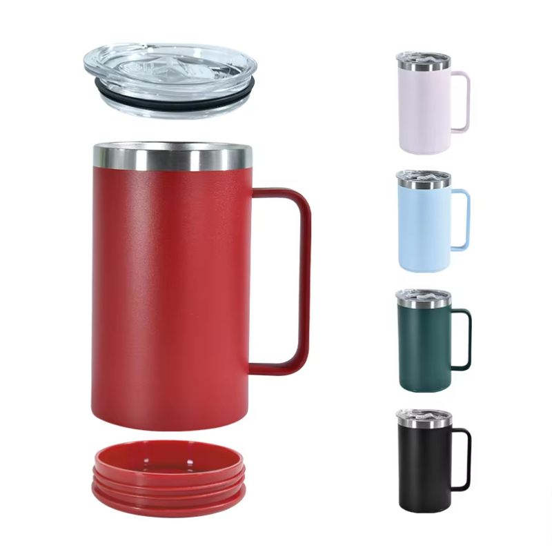 Custom 14oz Stainless Steel Vacuum Mug Coffee Cup Factory Stainless Steel Vacuum Cup With Lid and Detachable Storage Bottom