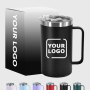 Custom 14oz Stainless Steel Vacuum Mug Coffee Cup Factory Stainless Steel Vacuum Cup With Lid and Detachable Storage Bottom