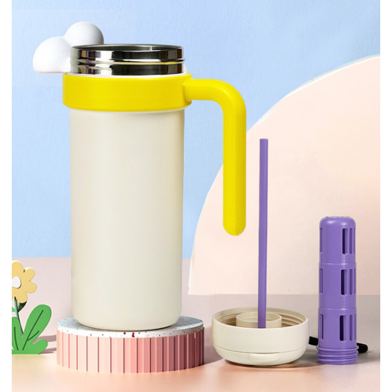 DSY Custom logo 700ml 304 Stainless Steel Vacuum Insulated Coffee Cup Water Bottle With Handle and Rope and 2 in 1 Drinking Lid