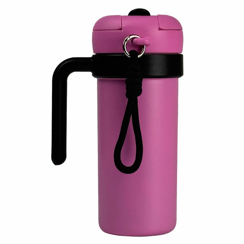 DSY Custom logo 700ml 304 Stainless Steel Vacuum Insulated Coffee Cup Water Bottle With Handle and Rope and 2 in 1 Drinking Lid