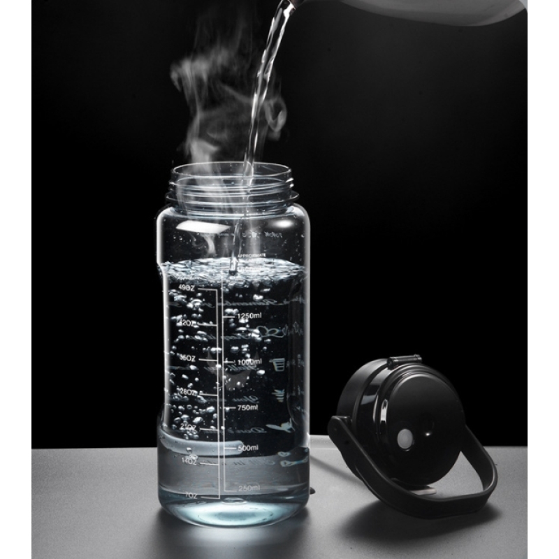 Reusable 50oz 64oz Plastic Water Bottle 2 In1 Straw Chug Lid BPA Free Big Travel Gym Drinking Water Jug Leakproof Time Marker