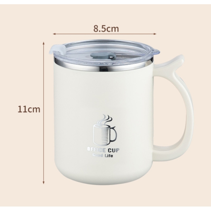 500ml Custom Logo 304 Stainless Steel + PP Mugs Office Insulated Drinking Cups Cheap Coffee Travel Mug with Leak Proof Lids