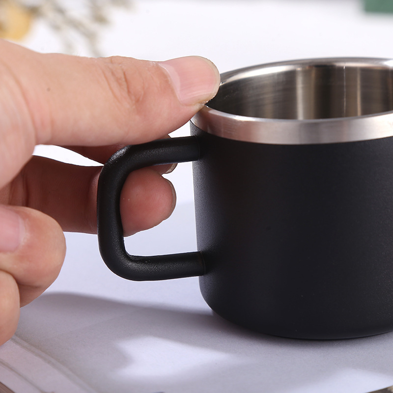 Customized Logo 3oz Mini Mug Stainless Steel Portable SS304 Shot Glass Tumbler Laser Powder Coated Car Travel Cup with Handle