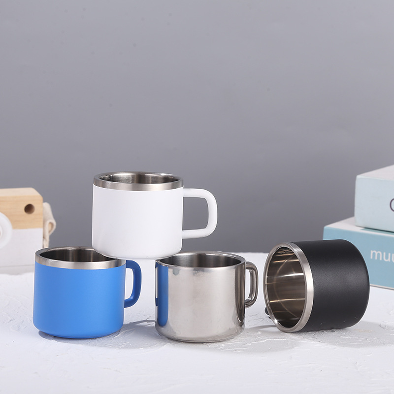 Customized Logo 3oz Mini Mug Stainless Steel Portable SS304 Shot Glass Tumbler Laser Powder Coated Car Travel Cup with Handle