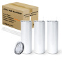 RTS China Warehouse 20oz Straight Sublimation Tumbler Skinny White Sublimation Blanks Stainless Steel Tumblers with Straws