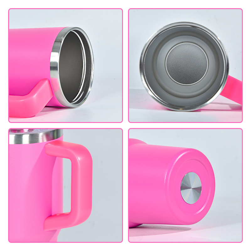 Custom BPA Free 14oz Powder Coated Tumbler with Handle and Straw Double Wall Insulated for Kids and Beer