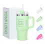 Custom BPA Free 14oz Powder Coated Tumbler with Handle and Straw Double Wall Insulated for Kids and Beer