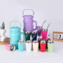 Hot Sale New Design 50OZ Insulated Vacumed Wine Tumbler Handle Straw Outdoor Travel Mug Cartoon Big Capacity Stock Available