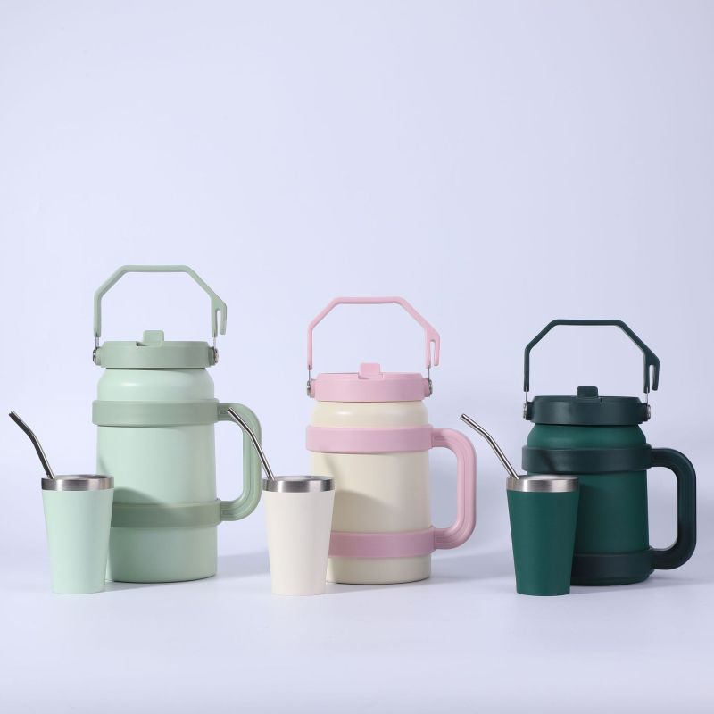 Hot Sale New Design 50OZ Insulated Vacumed Wine Tumbler Handle Straw Outdoor Travel Mug Cartoon Big Capacity Stock Available