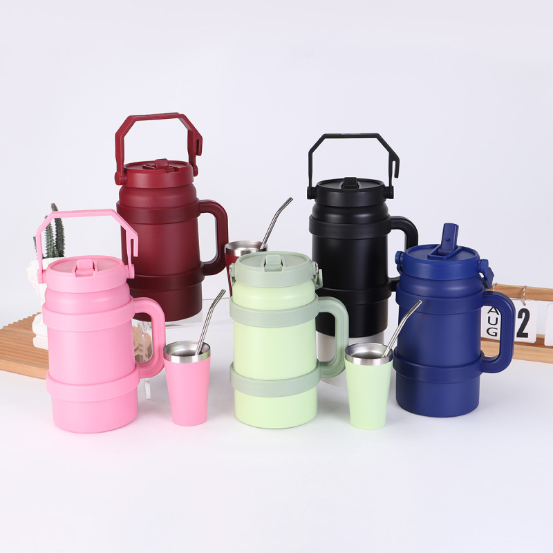 Hot Sale New Design 50OZ Insulated Vacumed Wine Tumbler Handle Straw Outdoor Travel Mug Cartoon Big Capacity Stock Available